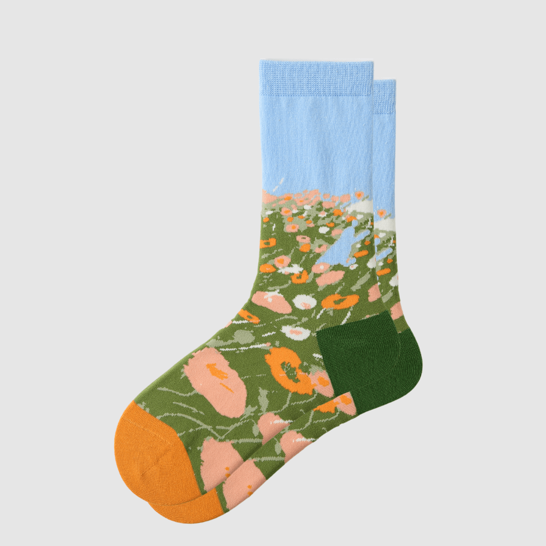 Renaissance Socks Crew Socks 4-10 / Wildflower Women's Landscape Crew Socks